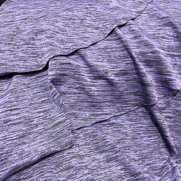 AB STUDIO Heather Purple Lilac Tiered Layered Ruffle Top Shirt Blouse Stretch L - Picture 4 of 11